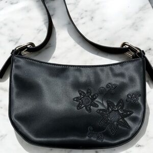 Elegant Pre Loved Black Embroidered Mini Women's Bag